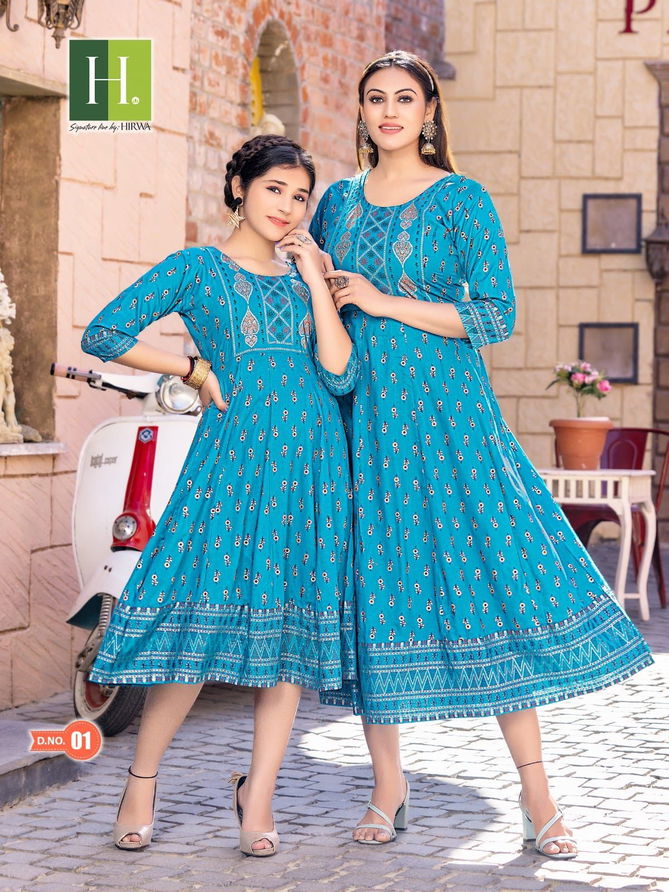 Ridhi Shidhi By Hirwa Daughter Printed Anarkali Kurti Collection
